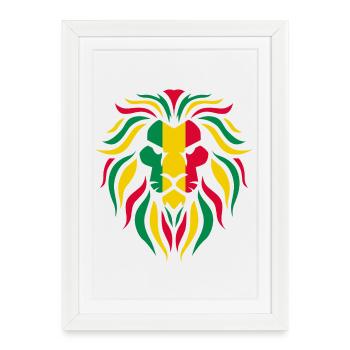 Reggae Rasta Lion - Affiche encadrée (27 × 37 cm) - blanc - Devant