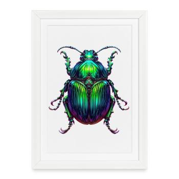 Scarabée vert - Affiche encadrée (27 × 37 cm) - blanc - Devant