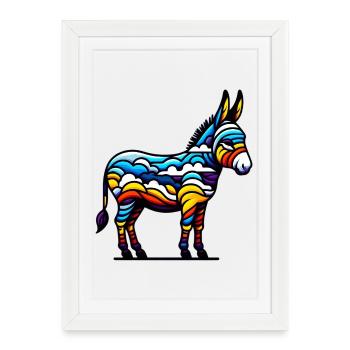 Âne, Tétine, Mule - Affiche encadrée (27 × 37 cm) - blanc - Devant