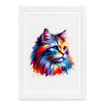 Chat - Affiche encadrée (27 × 37 cm) - blanc - Devant