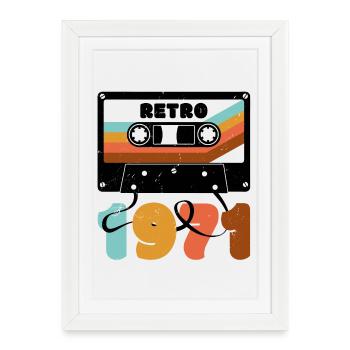 1971 Retro Music Tape Cassette - Framed poster (27 × 37 cm) - white - Front