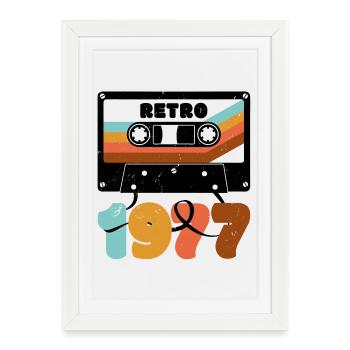 1977 Retro Music Tape Cassette - Framed poster (27 × 37 cm) - white - Front