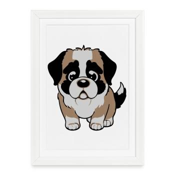 Chien Saint-Bernard - Affiche encadrée (27 × 37 cm) - blanc - Devant