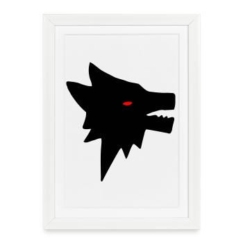 Loup - Affiche encadrée (27 × 37 cm) - blanc - Devant