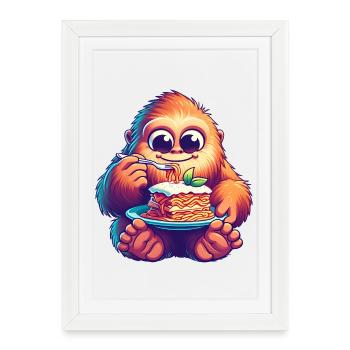 Bigfoot Sasquatch Lasagne Sucrée Italienne - Affiche encadrée (27 × 37 cm) - blanc - Devant