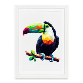 Toucan polygonal - Affiche encadrée (27 × 37 cm) - blanc - Devant