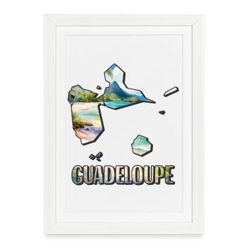 Carte aquarelle Guadeloupe - Affiche encadrée (27 × 37 cm) - blanc - Devant