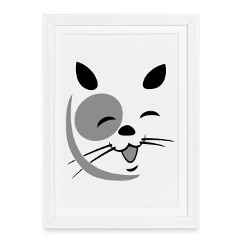 Cat face - Framed poster (27 × 37 cm) - white - Front