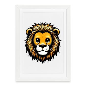 Lion - Framed poster (27 × 37 cm) - white - Front