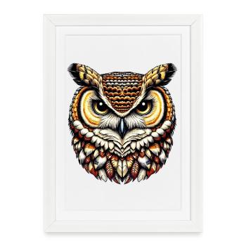 Hibou - Affiche encadrée (27 × 37 cm) - blanc - Devant