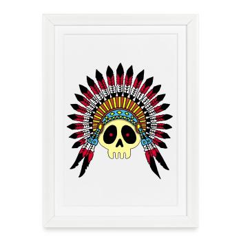 Crâne de chef indien - Affiche encadrée (27 × 37 cm) - blanc - Devant