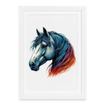 Cheval - Affiche encadrée (27 × 37 cm) - blanc - Devant