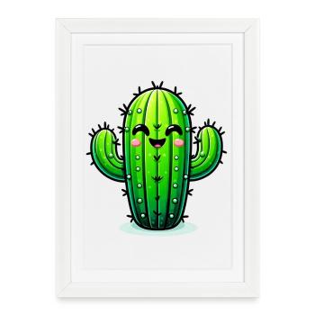 Cactus - Affiche encadrée (27 × 37 cm) - blanc - Devant