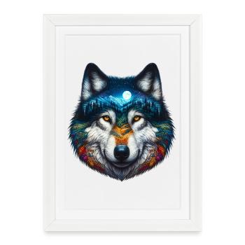 Loup - Affiche encadrée (27 × 37 cm) - blanc - Devant