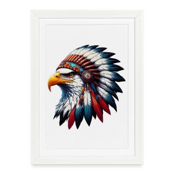 American Indian Eagle American Red Skins - Framed poster (27 × 37 cm) - white - Front