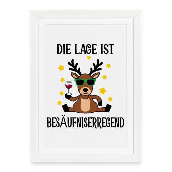 Drôle de renne - Affiche encadrée (27 × 37 cm) - blanc - Devant