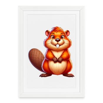 Castor - Affiche encadrée (27 × 37 cm) - blanc - Devant