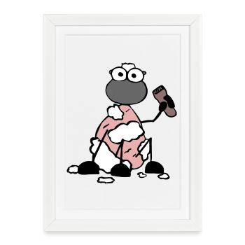 Moutons rasés - Affiche encadrée (27 × 37 cm) - blanc - Devant