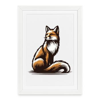 Fox - Framed poster (27 × 37 cm) - white - Front
