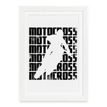 Motocross - Affiche encadrée (27 × 37 cm) - blanc - Devant