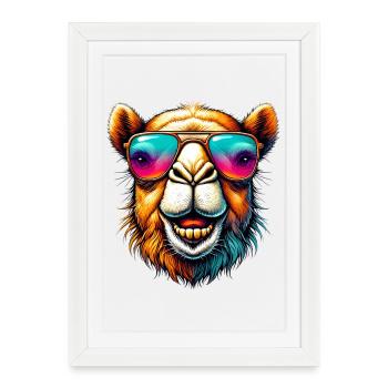 Chameau - Affiche encadrée (27 × 37 cm) - blanc - Devant