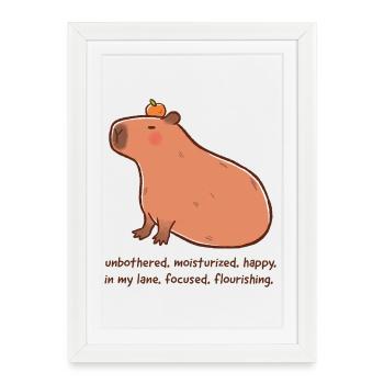 Capybara détendu – Humeur épanouie - Affiche encadrée (27 × 37 cm) - blanc - Devant