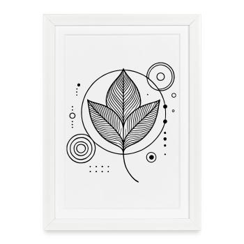 Zen Leaves – La nature rencontre la géométrie dans un style élégant - Affiche encadrée (27 × 37 cm) - blanc - Devant