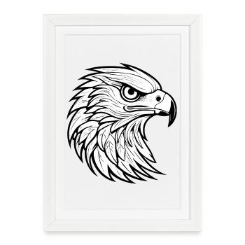 Conception stylisée de tête d’aigle - Affiche encadrée (27 × 37 cm) - blanc - Devant