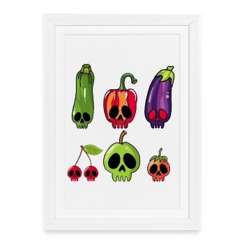 Crânes de fruits et de légumes - Affiche encadrée (27 × 37 cm) - blanc - Devant