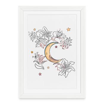 Lune avec des fleurs - Affiche encadrée (27 × 37 cm) - blanc - Devant
