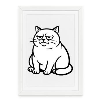 Chat qui s’ennuie - Affiche encadrée (27 × 37 cm) - blanc - Devant