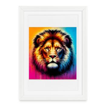 lion - Framed poster (27 × 37 cm) - white - Front