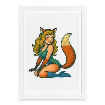 Foxy Enchantress Illustration - Framed poster (27 × 37 cm) - white - Front