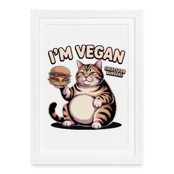 Drôle de design de burger végétalien pour chat - Affiche encadrée (27 × 37 cm) - blanc - Devant