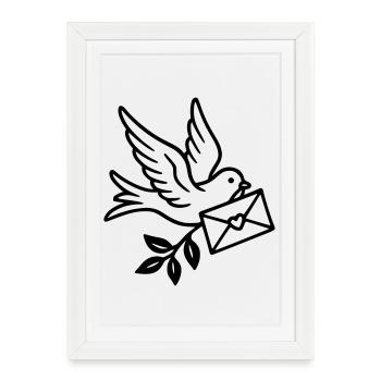 Mariage - Lettre colombe - Affiche encadrée (27 × 37 cm) - blanc - Devant