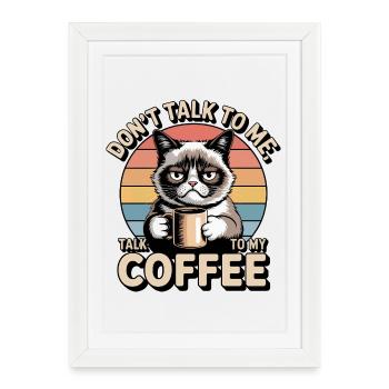 Moody Cat Coffee - Framed poster (27 × 37 cm) - white - Front