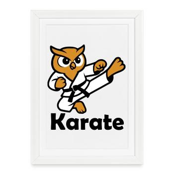 Hibou de karaté - Affiche encadrée (27 × 37 cm) - blanc - Devant