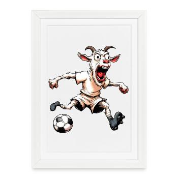 Football de chèvre - Affiche encadrée (27 × 37 cm) - blanc - Devant