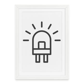 Icône de ligne d’ampoule LED - Affiche encadrée (27 × 37 cm) - blanc - Devant