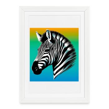 zèbre - Affiche encadrée (27 × 37 cm) - blanc - Devant