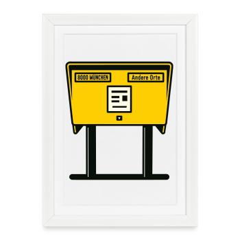 Boîte aux lettres jaune Munich - Affiche encadrée (27 × 37 cm) - blanc - Devant
