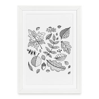 Feuilles d’automne - Affiche encadrée (27 × 37 cm) - blanc - Devant
