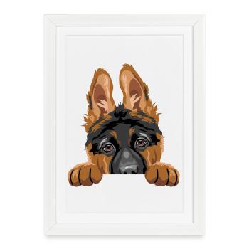 Chiot berger allemand timide - Affiche encadrée (27 × 37 cm) - blanc - Devant