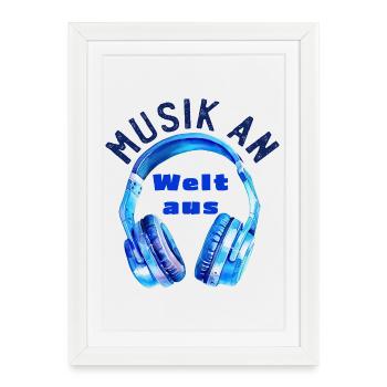 Casque - Musique activée - Éteindre l’univers - Musicien - Affiche encadrée (27 × 37 cm) - blanc - Devant