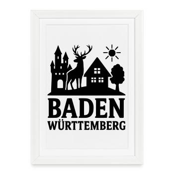 Monument du Land de Bade-Wurtemberg - Affiche encadrée (27 × 37 cm) - blanc - Devant