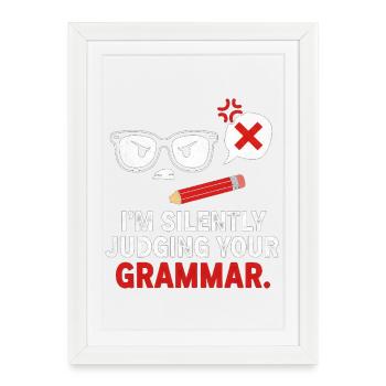 T-shirt de juge de grammaire silencieuse - Affiche encadrée (27 × 37 cm) - blanc - Devant