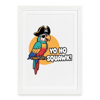 perroquet coloré pirate squawk - Affiche encadrée (27 × 37 cm) - blanc - Devant