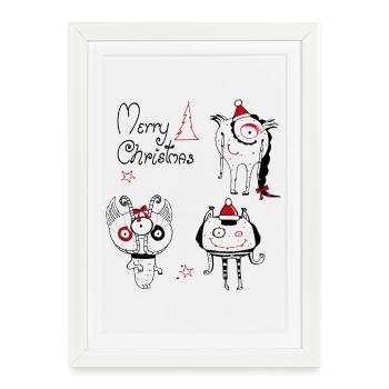 Monstres de Noël - Affiche encadrée (27 × 37 cm) - blanc - Devant