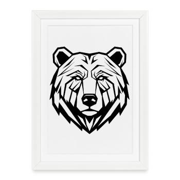 Geometric Bear Line Art - Framed poster (27 × 37 cm) - white - Front