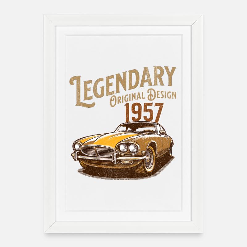Legendäres 1957 Auto Retro Design - Gerahmtes Poster (27 × 37 cm) - Weiß